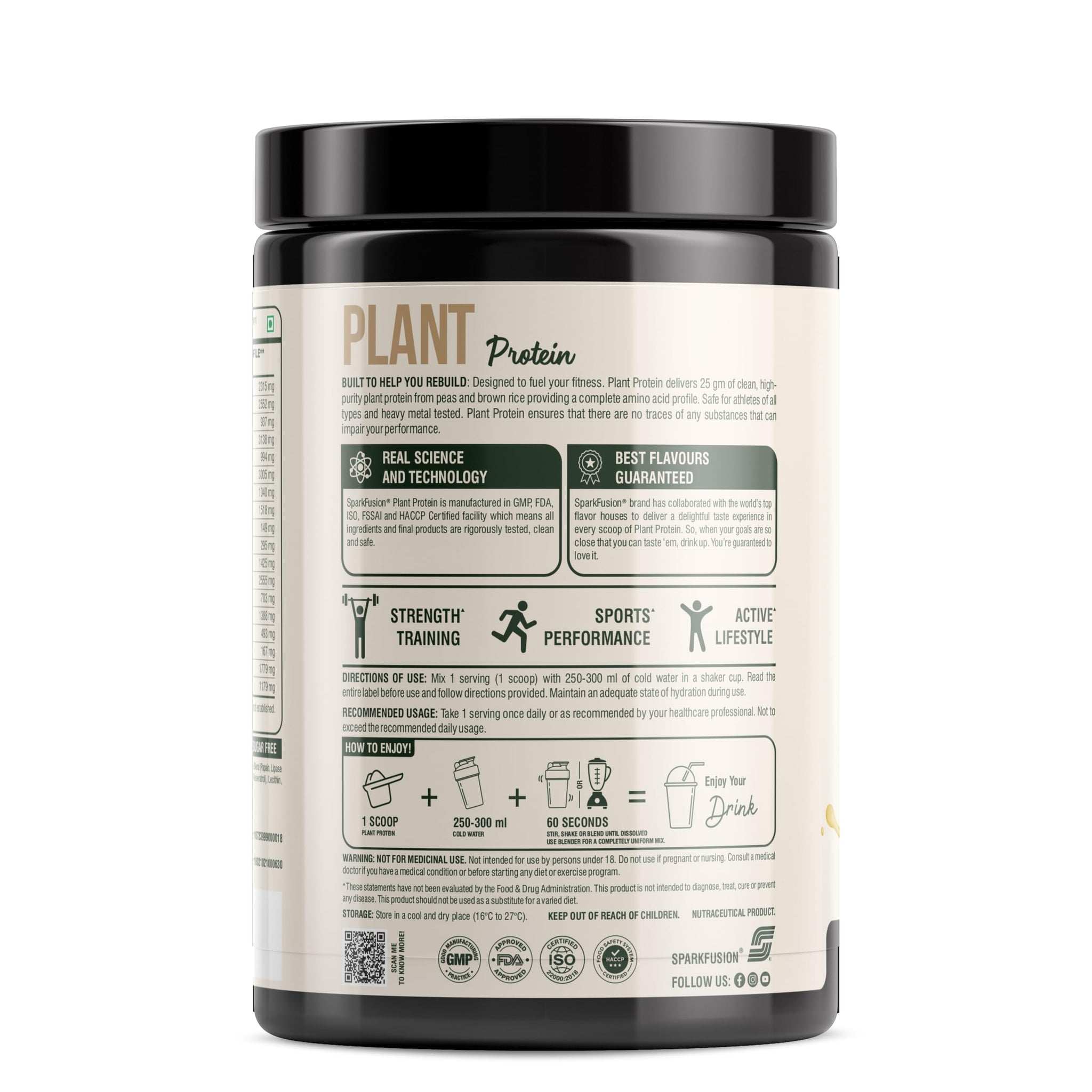 Sparkfusion Plant Protein Powder - Pea & Brown Rice Protein, Vegan, Gluten-Free, Soy-Free, Non-GMO, Digestive Enzymes - in us