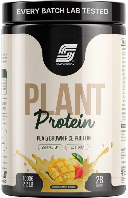 Sparkfusion Plant Protein Powder - Pea & Brown Rice Protein, Vegan, Gluten-Free, Soy-Free, Non-GMO, Digestive Enzymes (24)