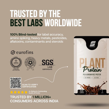 Sparkfusion Plant Protein Powder - Pea & Brown Rice Protein, Vegan, Gluten-Free, Soy-Free, Non-GMO, Digestive Enzymes - back
