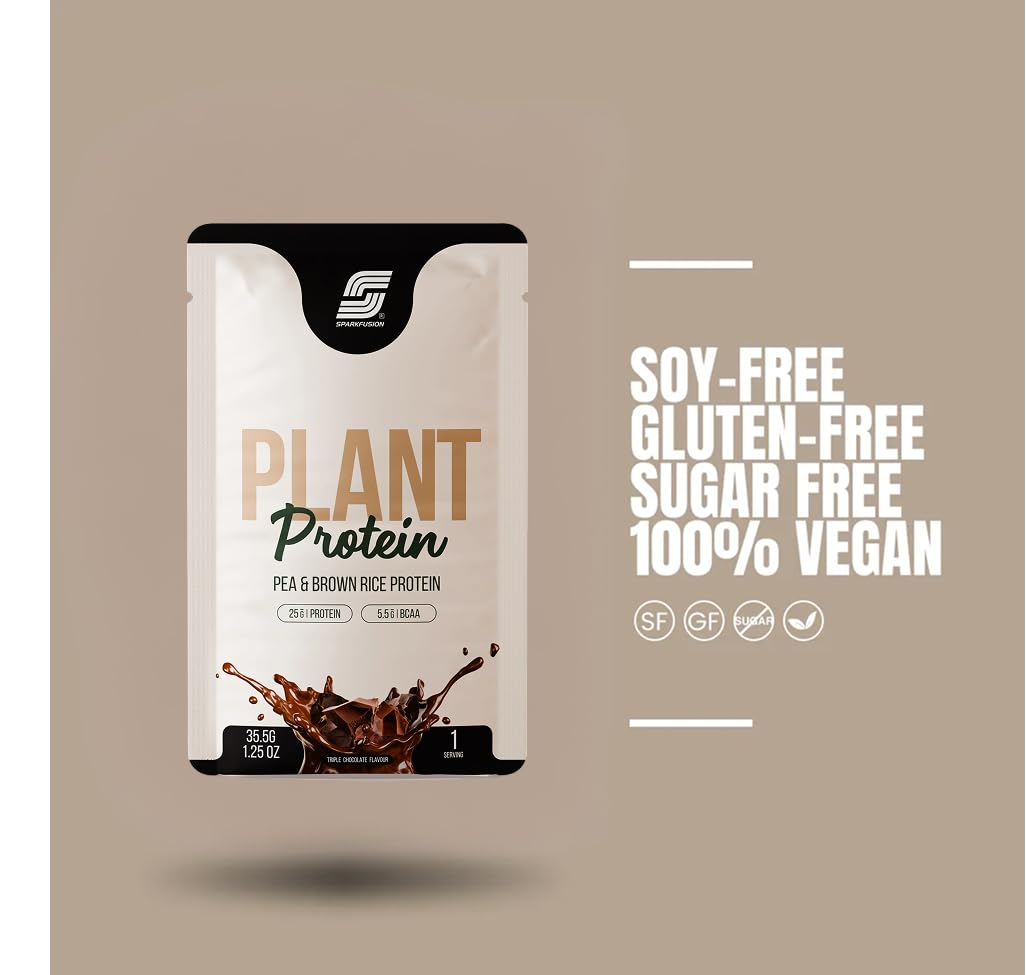 Sparkfusion Plant Protein Powder - Pea & Brown Rice Protein, Vegan, Gluten-Free, Soy-Free, Non-GMO, Digestive Enzymes - back 