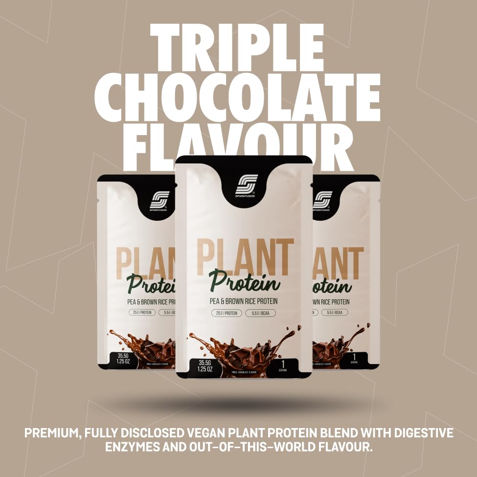 Sparkfusion Plant Protein Powder - Pea & Brown Rice Protein, Vegan, Gluten-Free, Soy-Free, Non-GMO, Digestive Enzymes - label