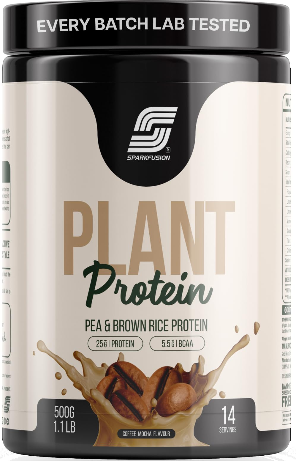 Sparkfusion Plant Protein Powder - Pea & Brown Rice Protein, Vegan, Gluten-Free, Soy-Free, Non-GMO, Digestive Enzymes (49)