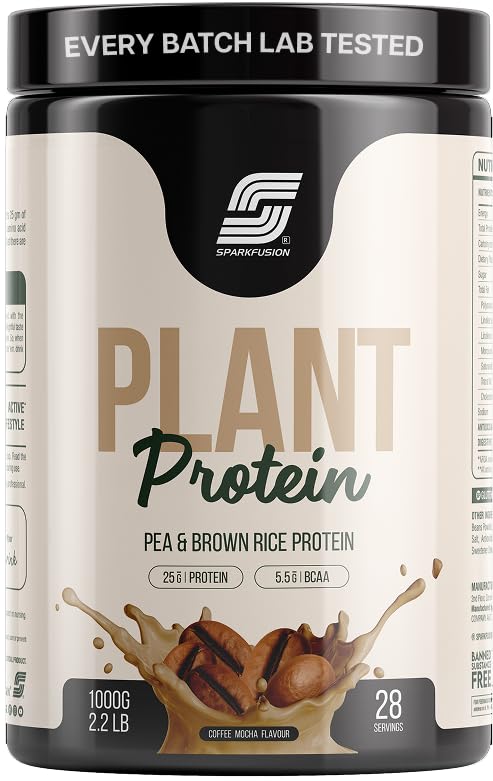 Sparkfusion Plant Protein Powder - Pea & Brown Rice Protein, Vegan, Gluten-Free, Soy-Free, Non-GMO, Digestive Enzymes (58)
