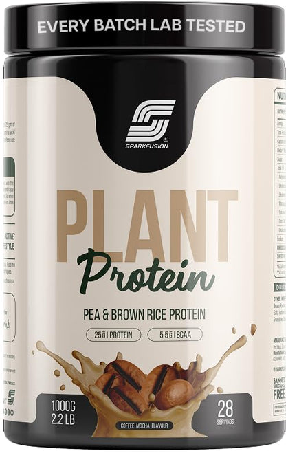 Sparkfusion Plant Protein Powder - Pea & Brown Rice Protein, Vegan, Gluten-Free, Soy-Free, Non-GMO, Digestive Enzymes (58)