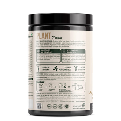 Sparkfusion Plant Protein Powder - Pea & Brown Rice Protein, Vegan, Gluten-Free, Soy-Free, Non-GMO, Digestive Enzymes - ingre