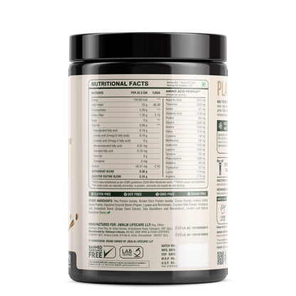 Sparkfusion Plant Protein Powder - Pea & Brown Rice Protein, Vegan, Gluten-Free, Soy-Free, Non-GMO, Digestive Enzymes - close