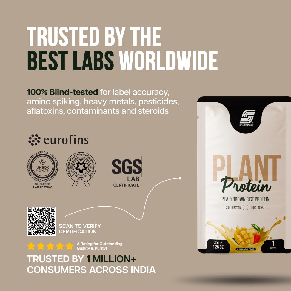 Sparkfusion Plant Protein Powder - Pea & Brown Rice Protein, Vegan, Gluten-Free, Soy-Free, Non-GMO, Digestive Enzymes - front