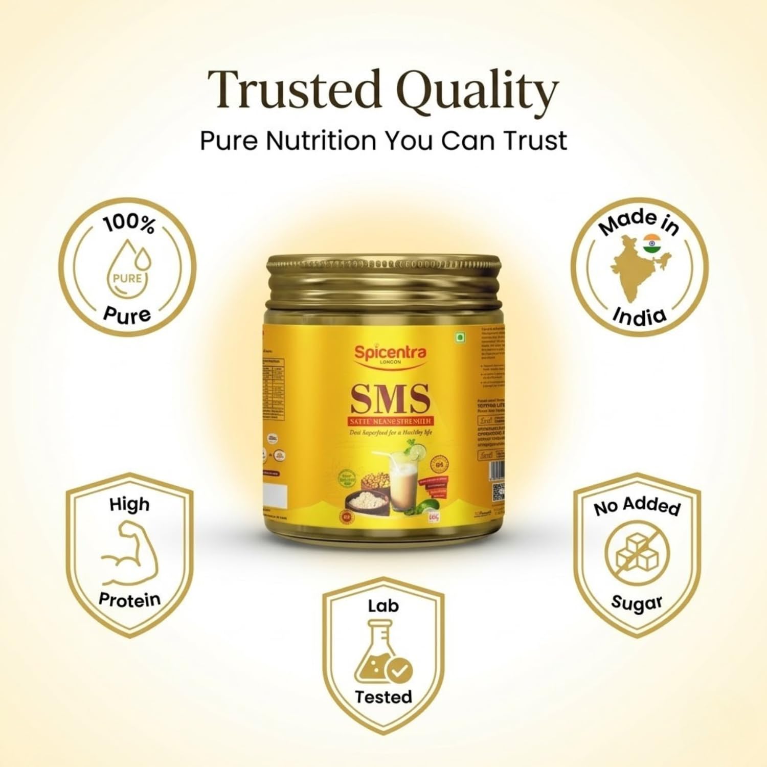 Spicentra Sattu Powder Roasted Bengal Gram, 500g Pack, Chana Sattu Natural Protein Mix, FSSAI Certified, No Artificial Additi