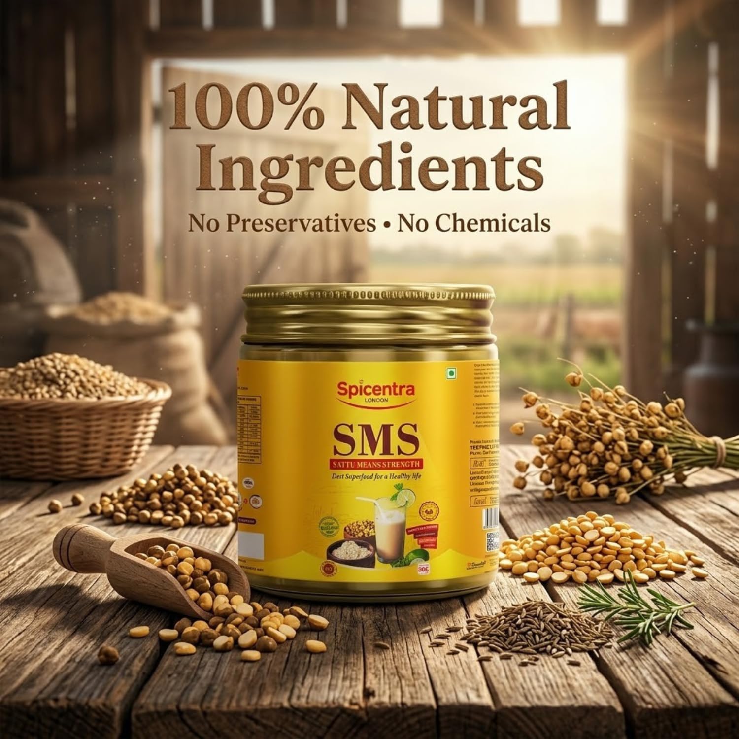 Spicentra Sattu Powder Roasted Bengal Gram, 500g Pack, Chana Sattu Natural Protein Mix, FSSAI Certified, No Artificial Additi