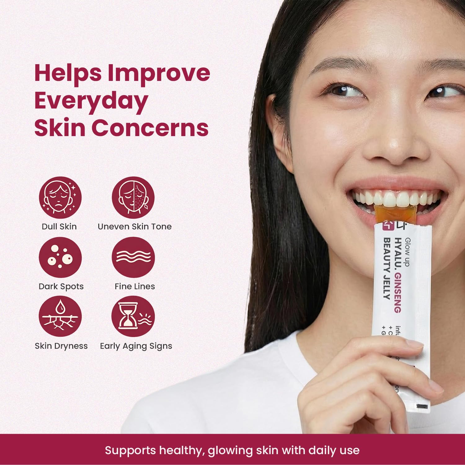 SSUNSU Hyalu Ginseng Jelly Supplement, 14 Sticks, 280g, Korean Red Ginseng with Collagen, Hyaluronic Acid & Glutathione - pac