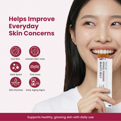 SSUNSU Hyalu Ginseng Jelly Supplement, 14 Sticks, 280g, Korean Red Ginseng with Collagen, Hyaluronic Acid & Glutathione - pac