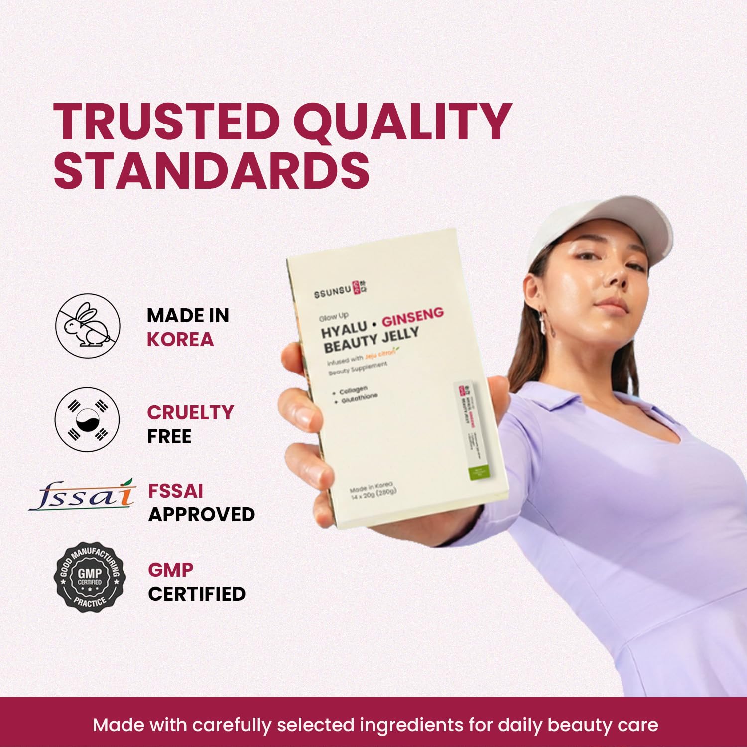 SSUNSU Hyalu Ginseng Jelly Supplement, 14 Sticks, 280g, Korean Red Ginseng with Collagen, Hyaluronic Acid & Glutathione - in