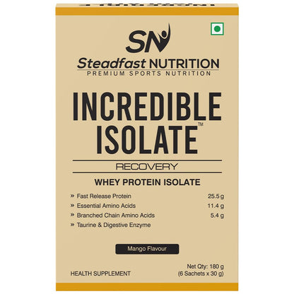 Steadfast Nutrition Incredible Isolate Whey Protein Powder, 900g, 30 Sachets, Low Carb Formula (10)