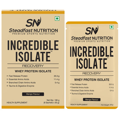 Steadfast Nutrition Incredible Isolate Whey Protein Powder, 900g, 30 Sachets, Low Carb Formula - back view (12)