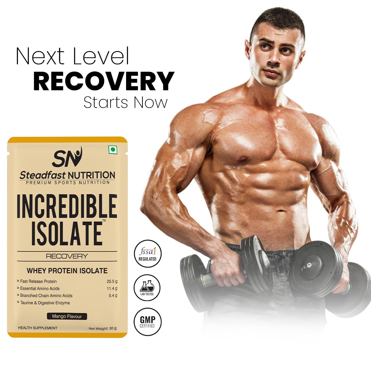 Steadfast Nutrition Incredible Isolate Whey Protein Powder, 900g, 30 Sachets, Low Carb Formula - label detail (14)