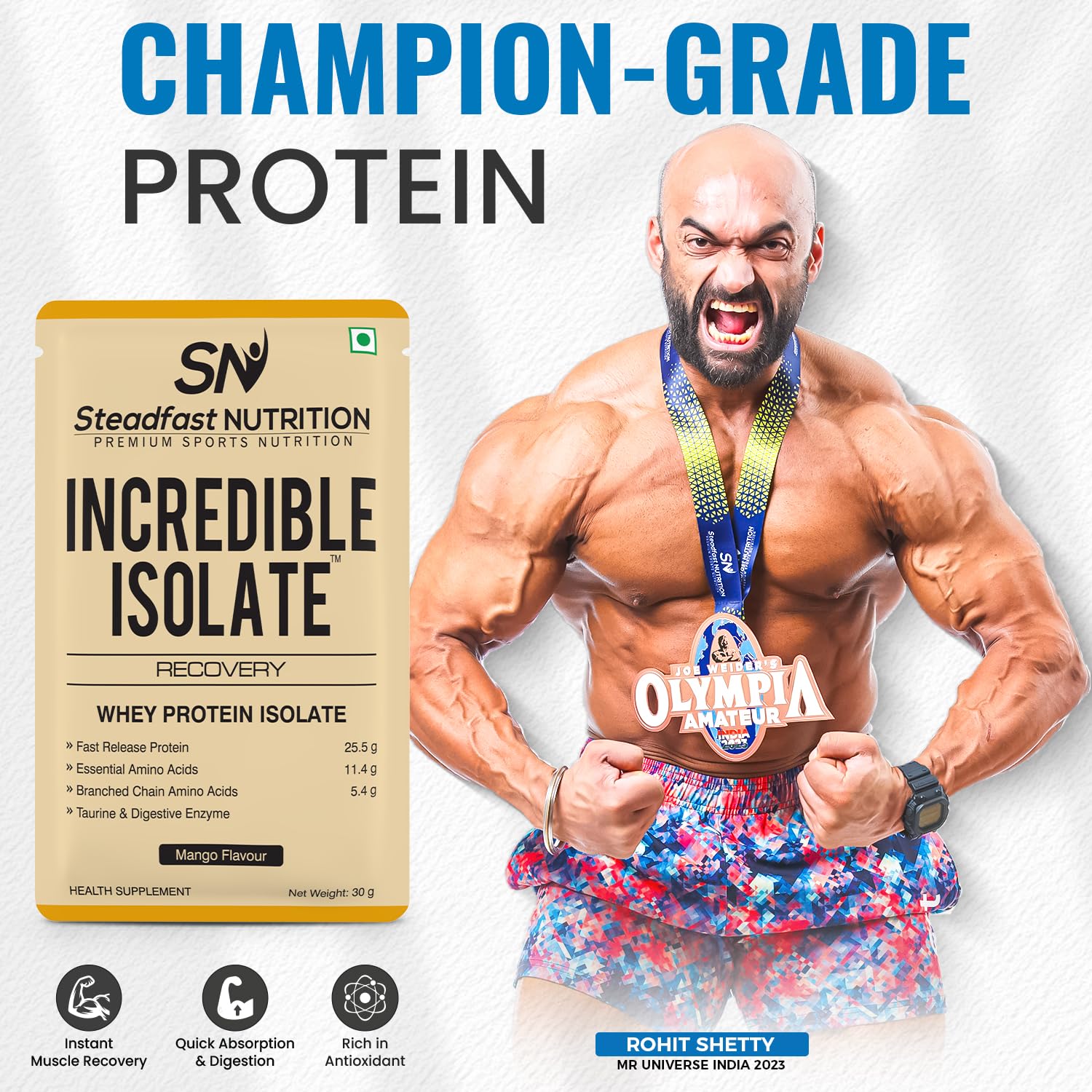 Steadfast Nutrition Incredible Isolate Whey Protein Powder, 900g, 30 Sachets, Low Carb Formula - packaging (19)