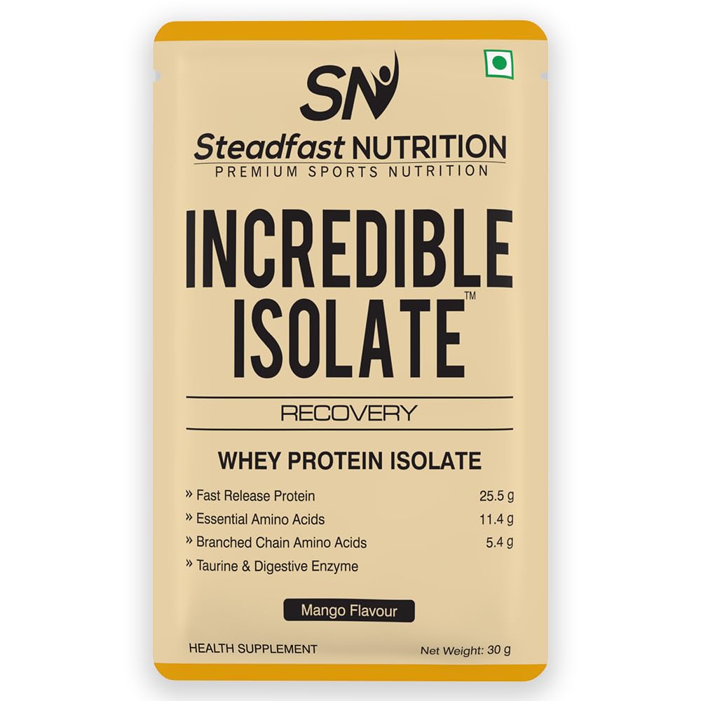 Steadfast Nutrition Incredible Isolate Whey Protein Powder, 900g, 30 Sachets, Low Carb Formula (22)
