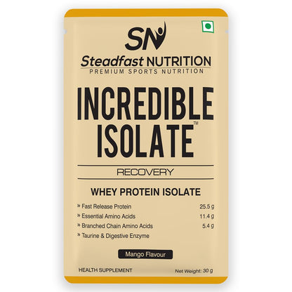 Steadfast Nutrition Incredible Isolate Whey Protein Powder, 900g, 30 Sachets, Low Carb Formula (22)