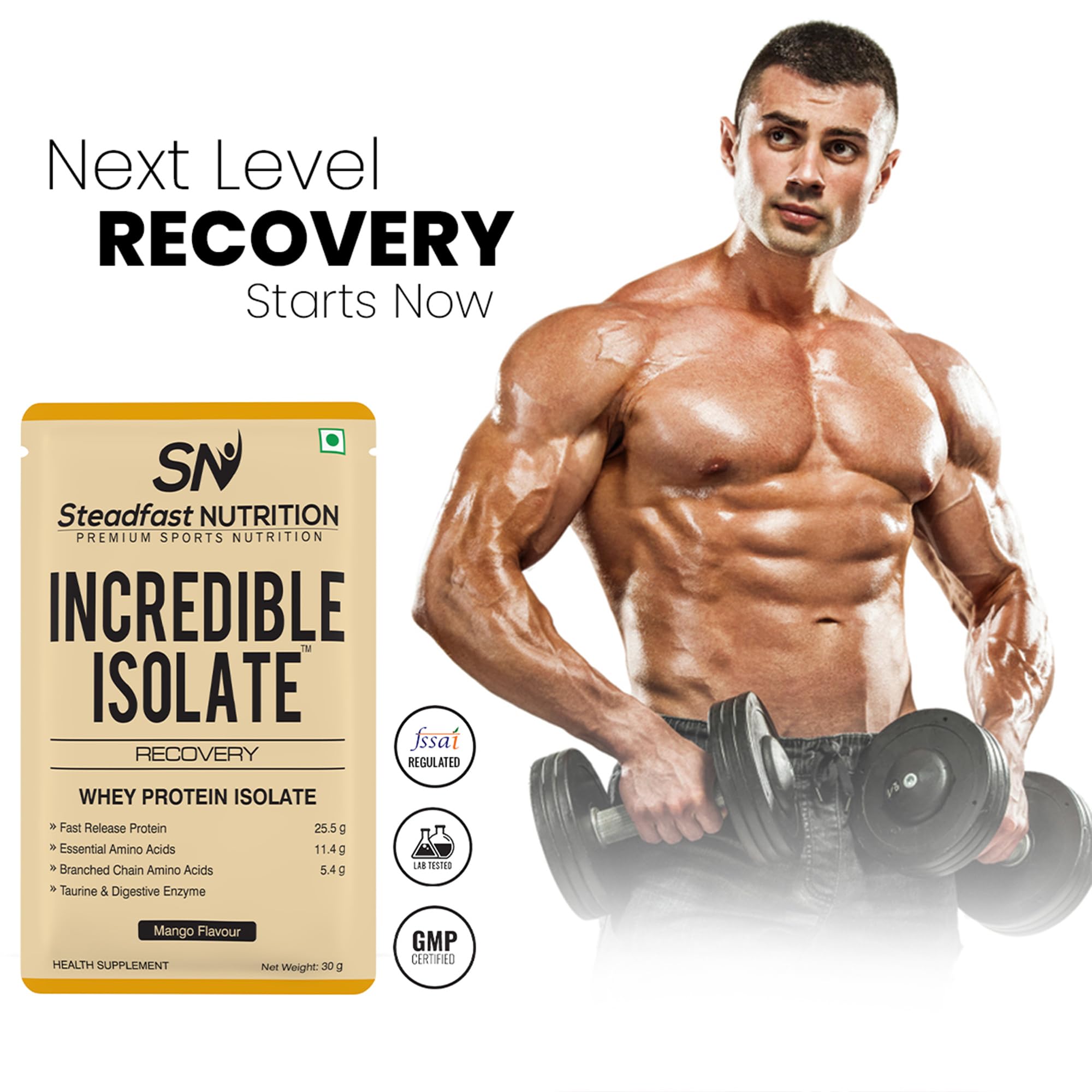 Steadfast Nutrition Incredible Isolate Whey Protein Powder, 900g, 30 Sachets, Low Carb Formula - label detail (24)