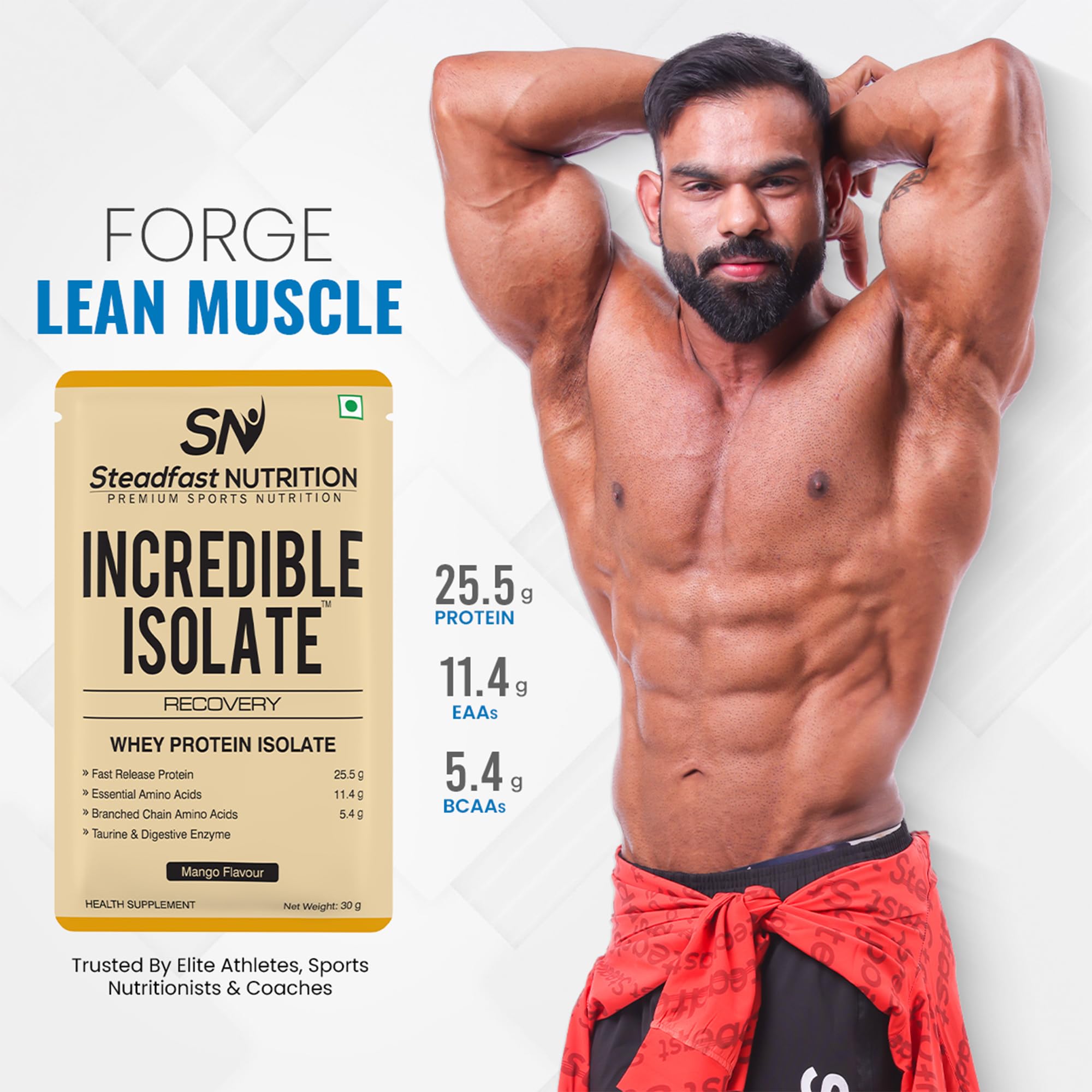 Steadfast Nutrition Incredible Isolate Whey Protein Powder, 900g, 30 Sachets, Low Carb Formula - ingredients panel (25)