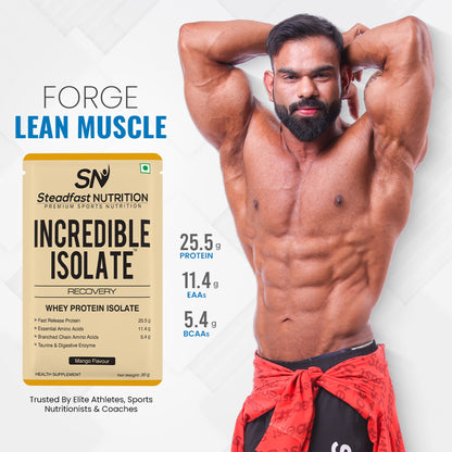 Steadfast Nutrition Incredible Isolate Whey Protein Powder, 900g, 30 Sachets, Low Carb Formula - ingredients panel (25)