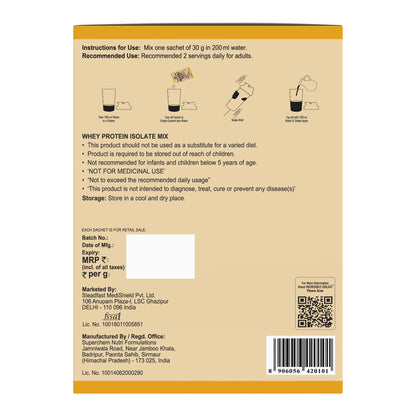 Steadfast Nutrition Incredible Isolate Whey Protein Powder, 900g, 30 Sachets, Low Carb Formula - close-up detail (26)