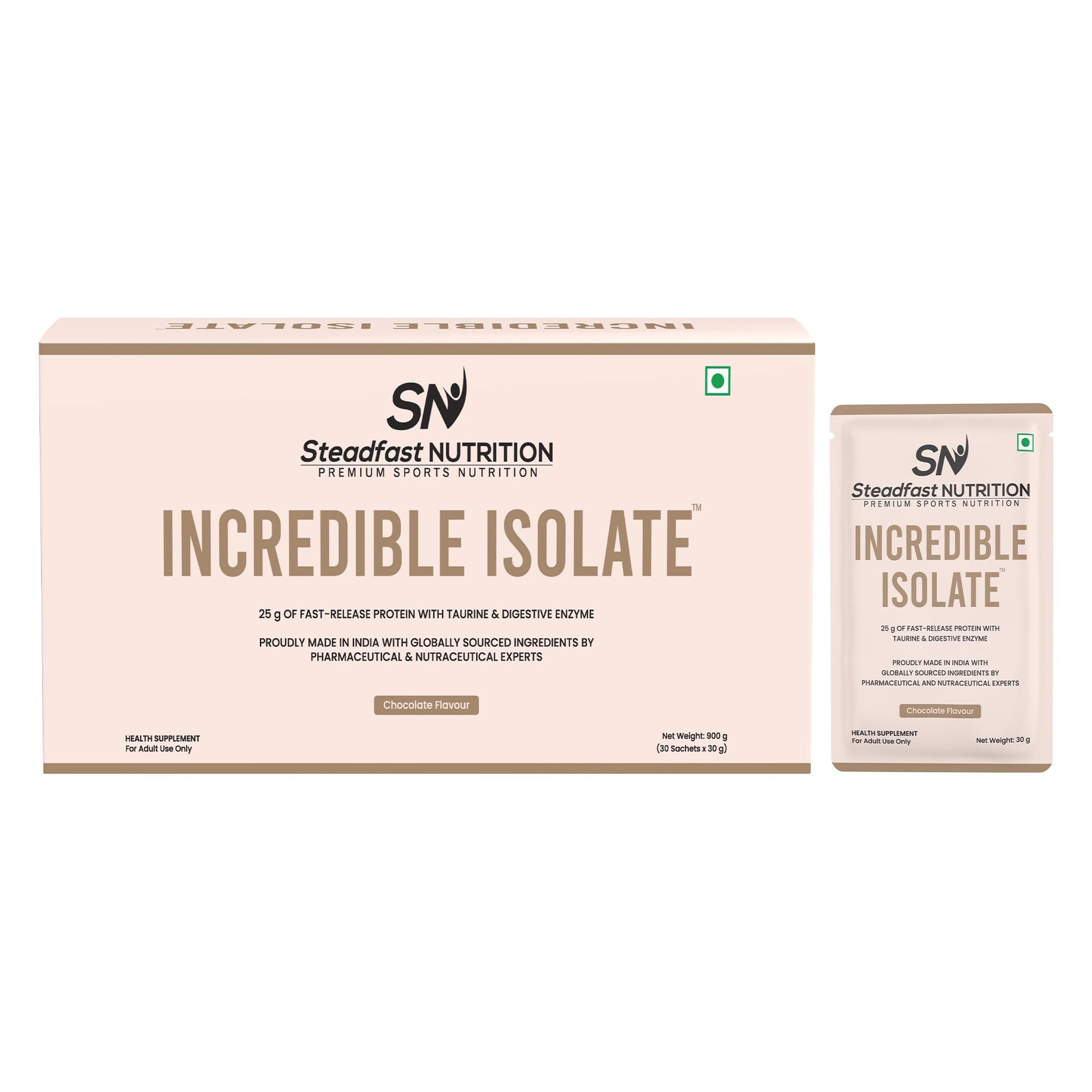 Steadfast Nutrition Incredible Isolate Whey Protein Powder, 900g, 30 Sachets, Low Carb Formula - back view