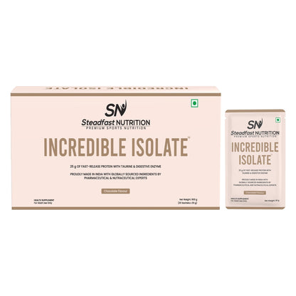 Steadfast Nutrition Incredible Isolate Whey Protein Powder, 900g, 30 Sachets, Low Carb Formula - back view