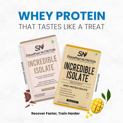 Steadfast Nutrition Incredible Isolate Whey Protein Powder, 900g, 30 Sachets, Low Carb Formula - ingredients panel