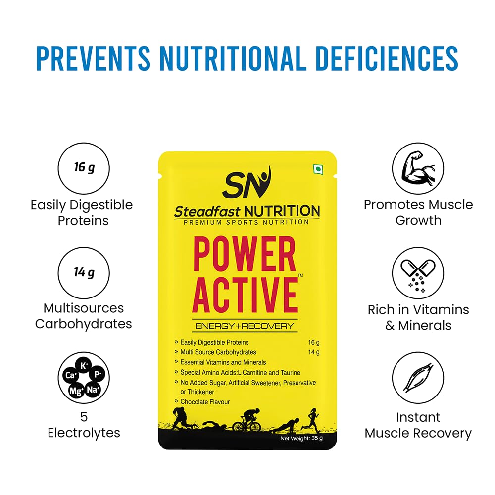 Steadfast Nutrition Power Active Whey Protein Concentrate, Adult Protein Supplement Powder, 35g Serving Sachets - front view 