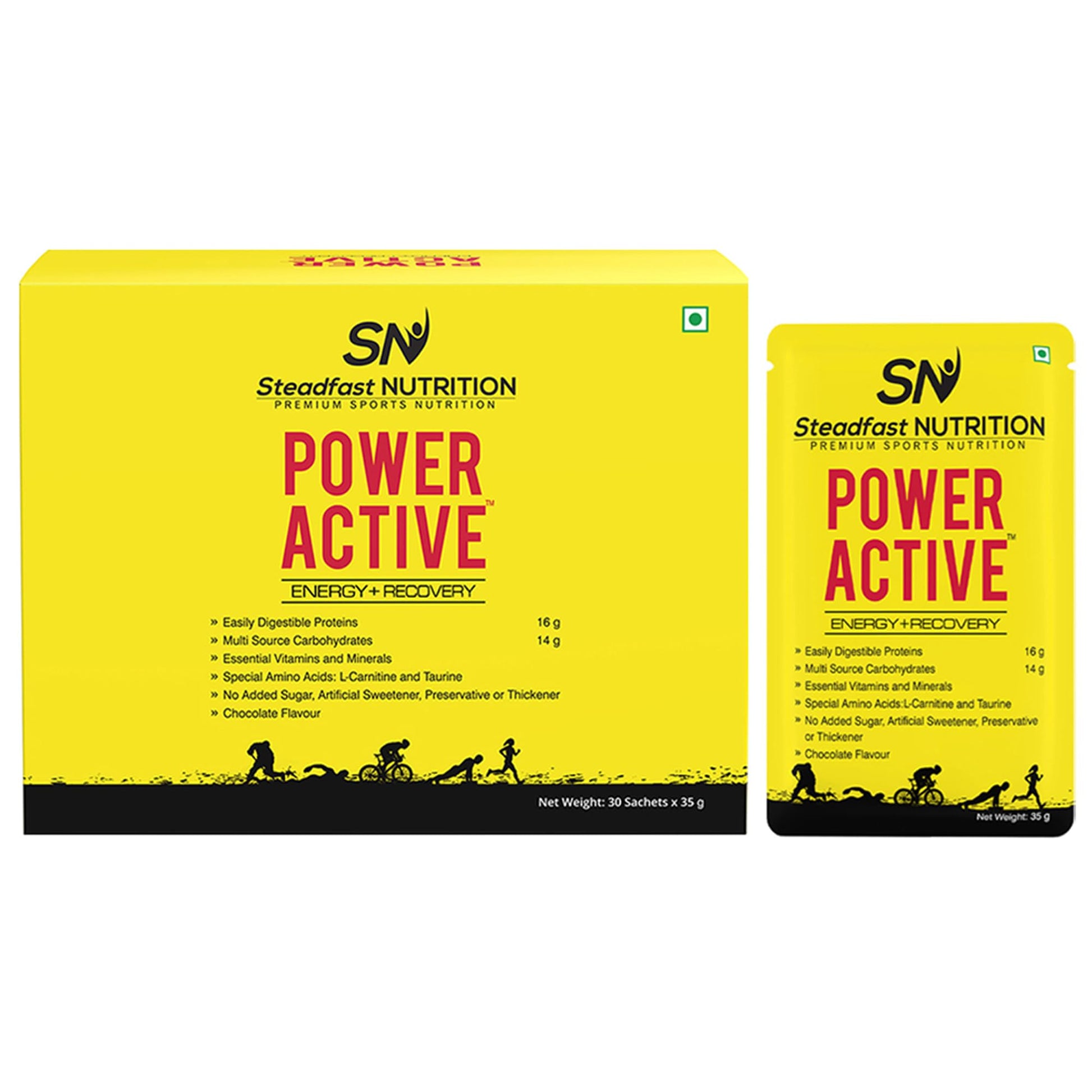Steadfast Nutrition Power Active Whey Protein Concentrate, Adult Protein Supplement Powder, 35g Serving Sachets - back view (