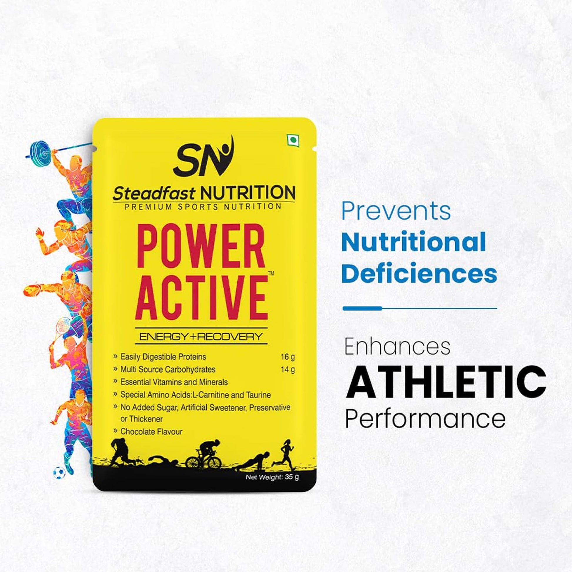 Steadfast Nutrition Power Active Whey Protein Concentrate, Adult Protein Supplement Powder, 35g Serving Sachets - label detai