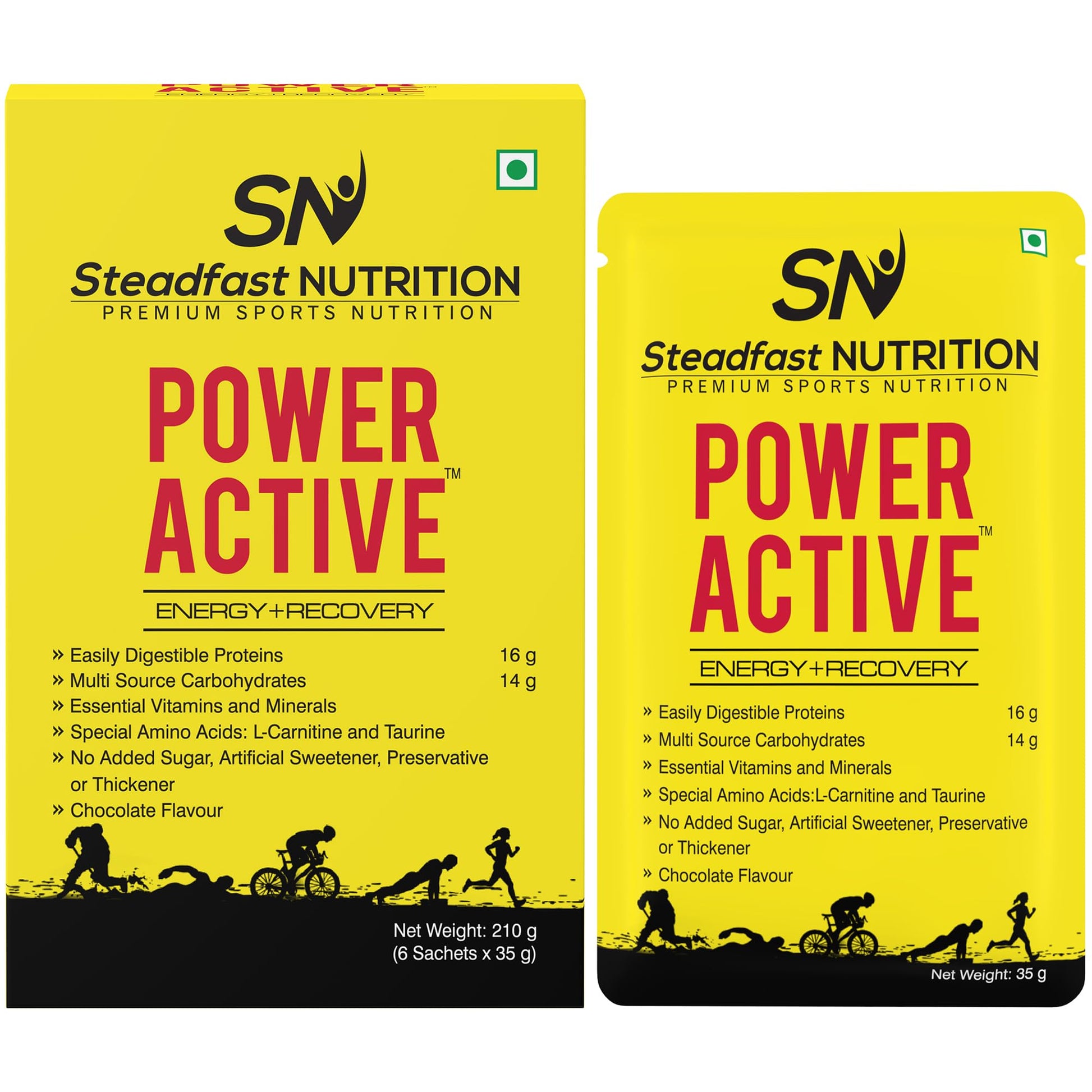 Steadfast Nutrition Power Active Whey Protein Concentrate, Adult Protein Supplement Powder, 35g Serving Sachets - back view