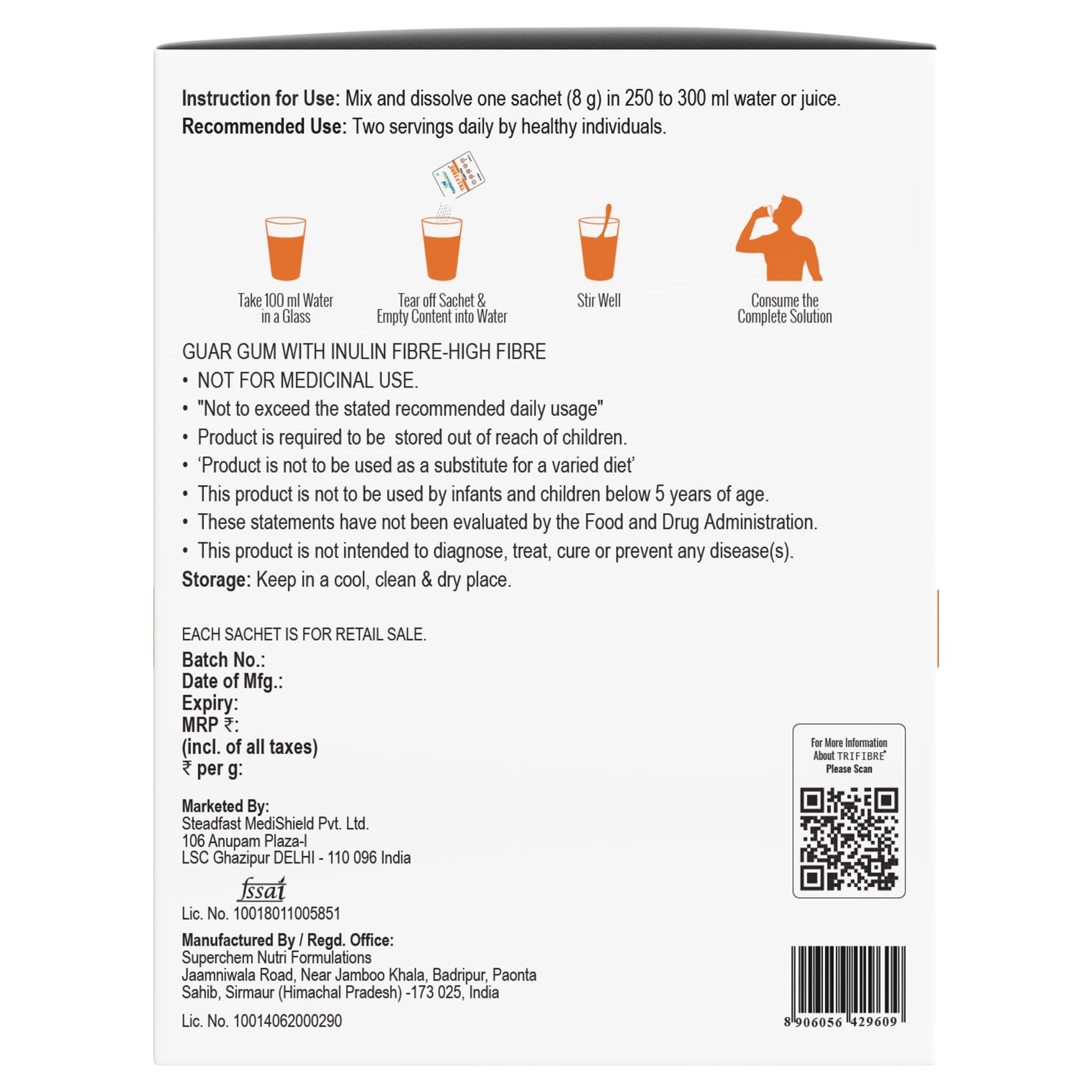 Steadfast Nutrition Tri Fibre Unflavoured Soluble Fiber Supplement Gluten Free - in use