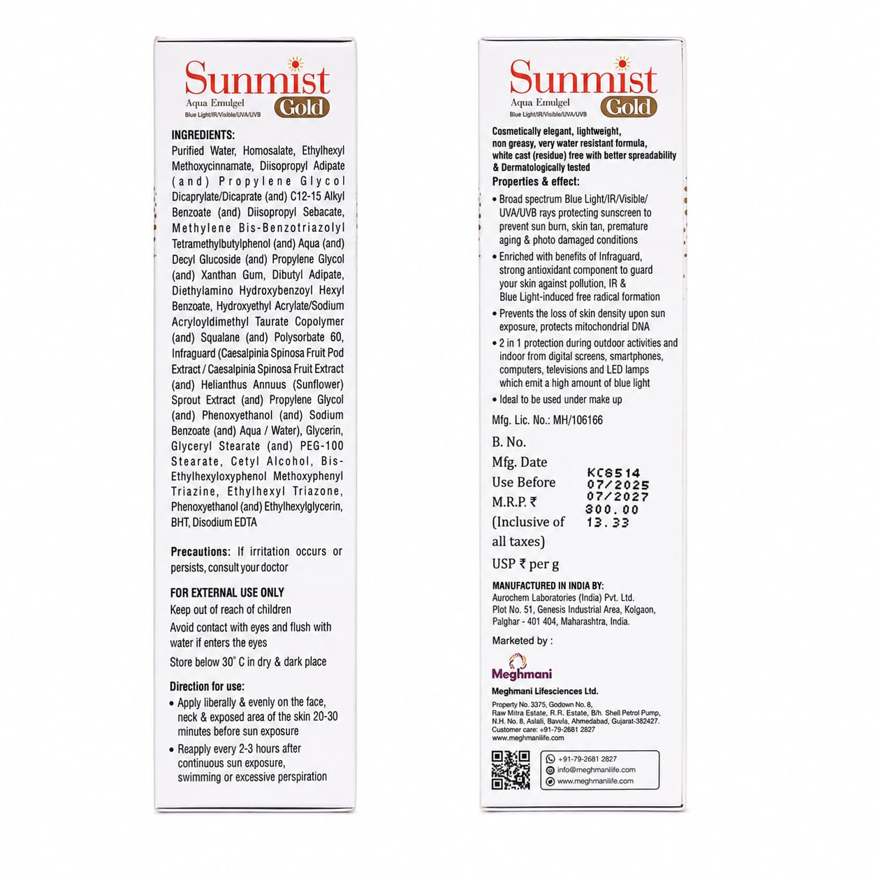 Sunmist Gold Sunscreen Cream, 60g, Broad Spectrum UV Filters with Antioxidants, Lightweight Daily Formula - front view