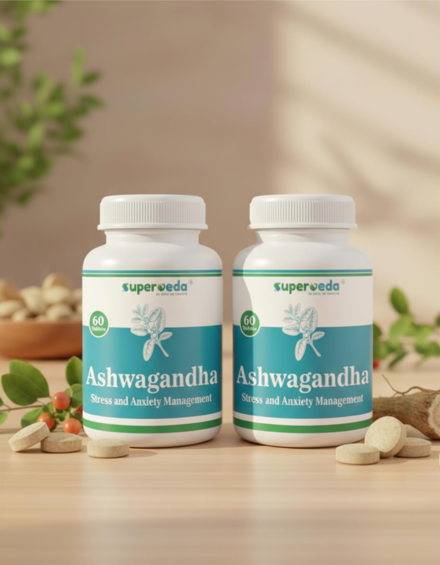 Superveda Ashwagandha Root Extract Tablets, 500mg, 60 Count, Vegan, Non-GMO, Gluten-Free (10)
