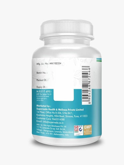 Superveda Ashwagandha Root Extract Tablets, 500mg, 60 Count, Vegan, Non-GMO, Gluten-Free - size and scale