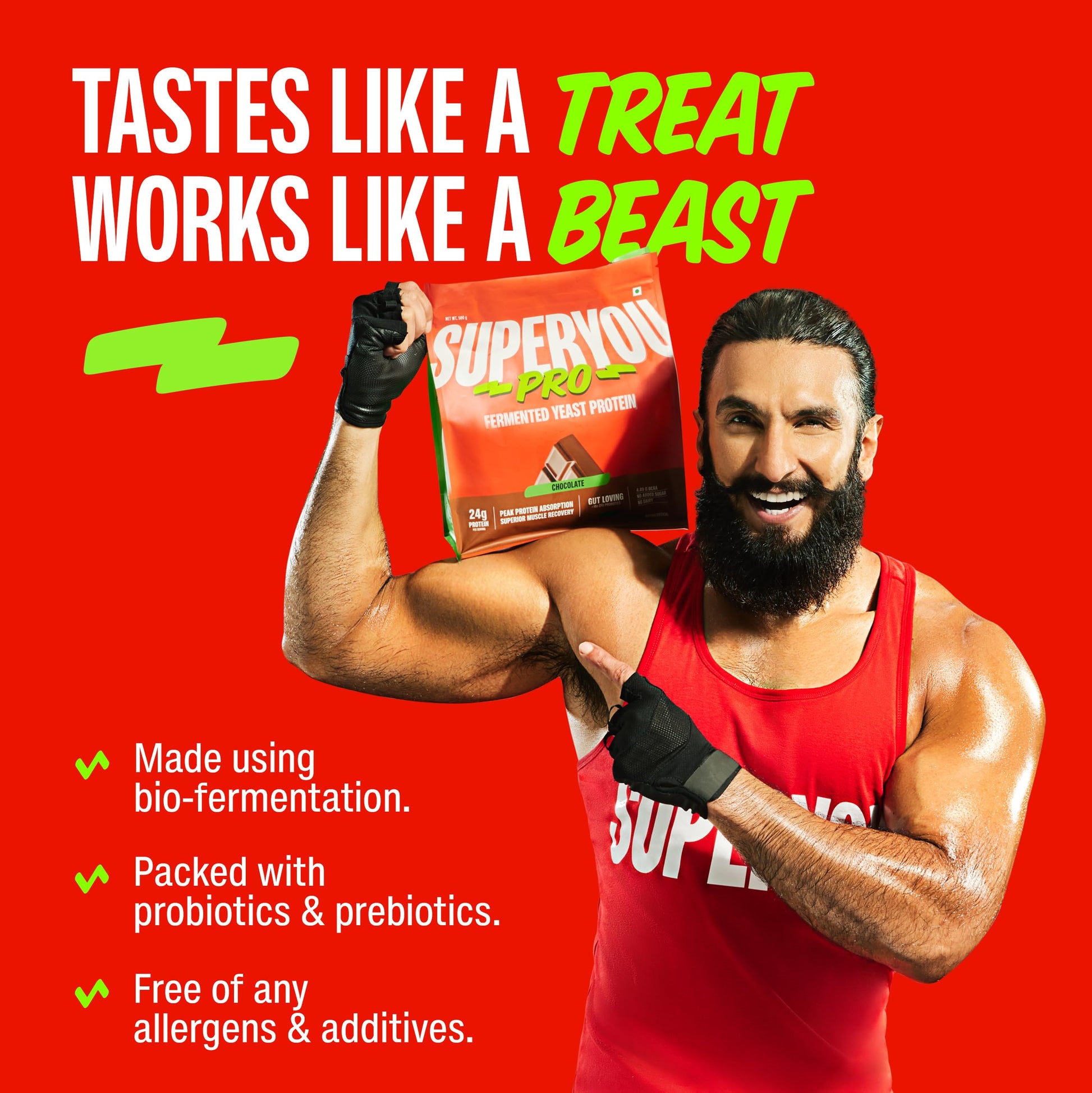 Superyou Pro Fermented Yeast Protein Isolate Protein Supplement Powder, Vegan, 24g Protein - back view (21)