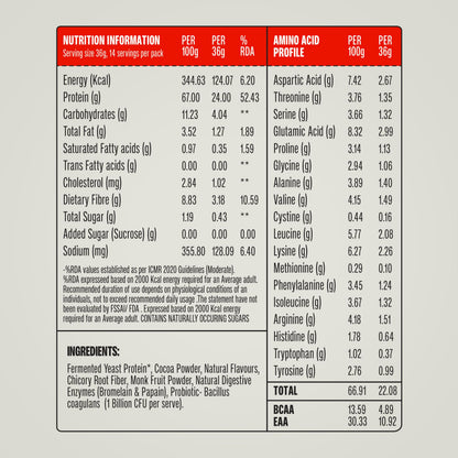 Superyou Pro Fermented Yeast Protein Isolate Protein Supplement Powder, Vegan, 24g Protein - ingredients panel (24)