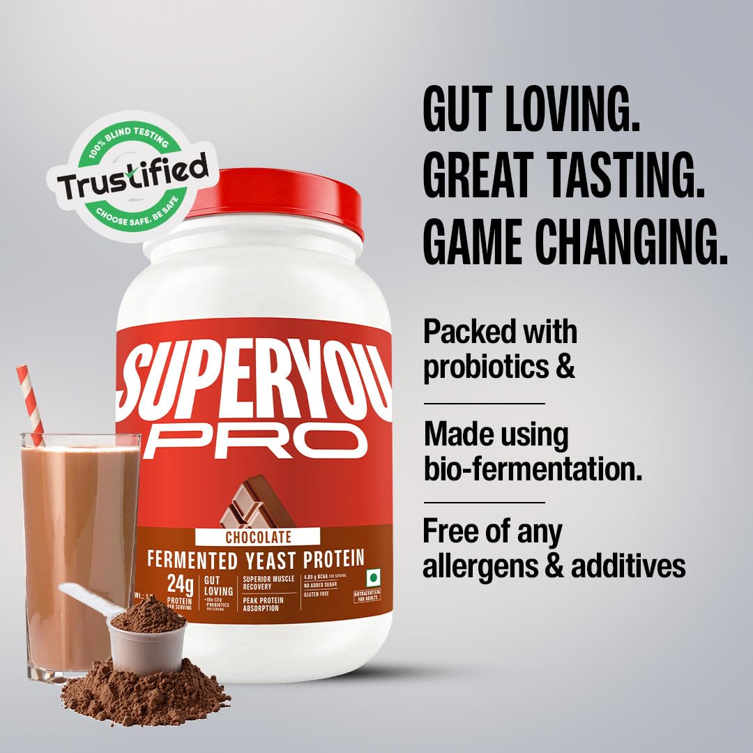 Superyou Pro Fermented Yeast Protein Isolate Protein Supplement Powder, Vegan, 24g Protein - back view