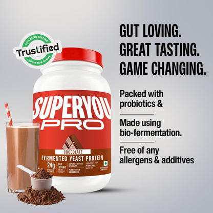 Superyou Pro Fermented Yeast Protein Isolate Protein Supplement Powder, Vegan, 24g Protein - back view