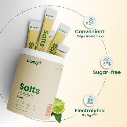 SUPPLY6 Electrolyte Replacement Mix, Zero Added Sugar, Vegan and Keto Friendly, Stick Packs - packaging (18)
