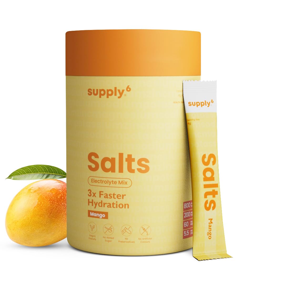 SUPPLY6 Electrolyte Replacement Mix, Zero Added Sugar, Vegan and Keto Friendly, Stick Packs (26)