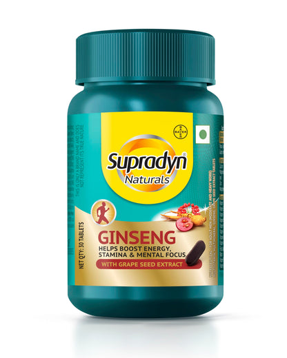 Supradyn Naturals Ginseng Multivitamin Tablets for Men, 12 Vitamins & 5 Minerals, Vegetarian, Sugar-Free