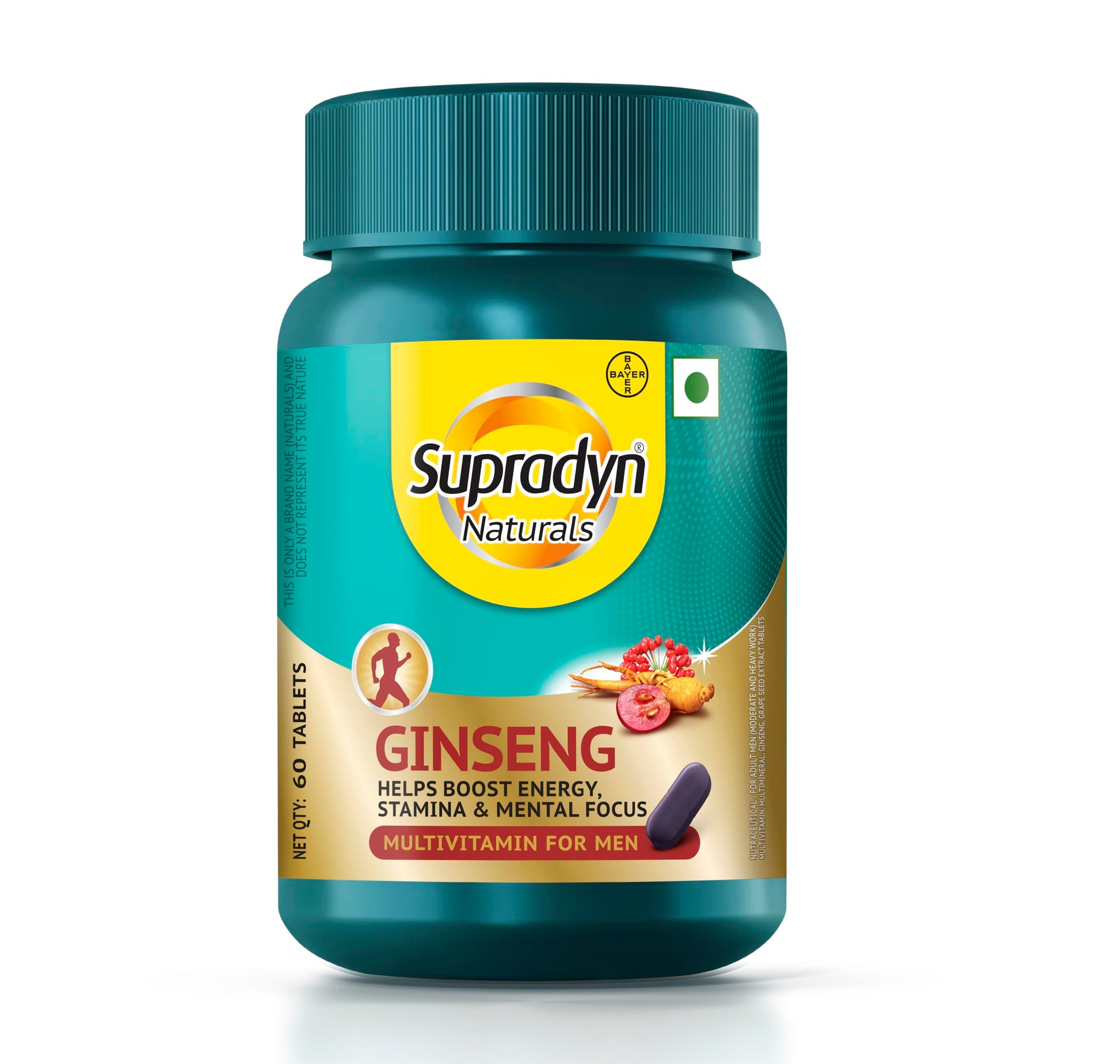 Supradyn Naturals Ginseng Multivitamin Tablets for Men, 12 Vitamins & 5 Minerals, Vegetarian, Sugar-Free (8)