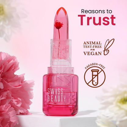 SWISS BEAUTY Jelly Bloom pH Lip Balm, Colour-Changing Tint, Hydrating with Vitamin E, Vegan, Paraben-Free, Cruelty-Free, 3.6g
