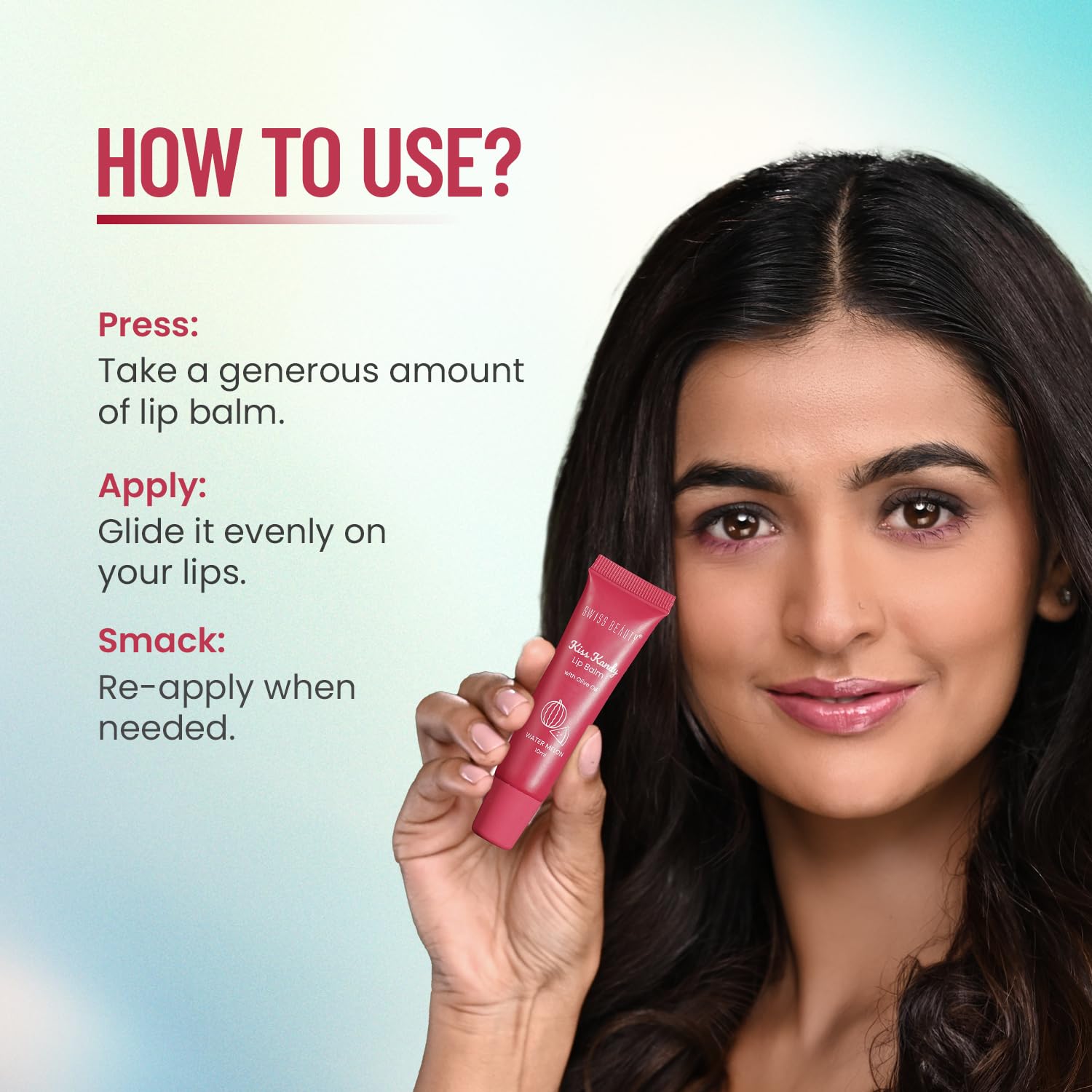 SWISS BEAUTY Kiss Kandy Tinted Lip Balm 10ml - Olive Oil & Vitamin E - Non-Sticky Creamy Formula - front view