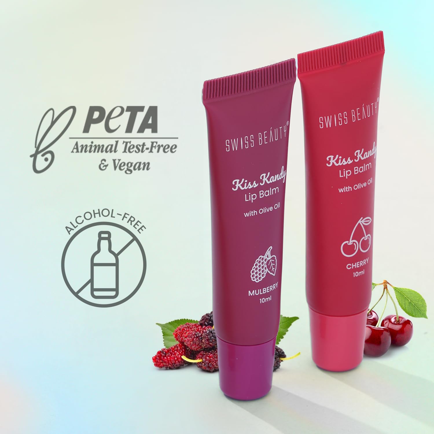 SWISS BEAUTY Kiss Kandy Tinted Lip Balm 10ml - Olive Oil & Vitamin E - Non-Sticky Creamy Formula - packaging