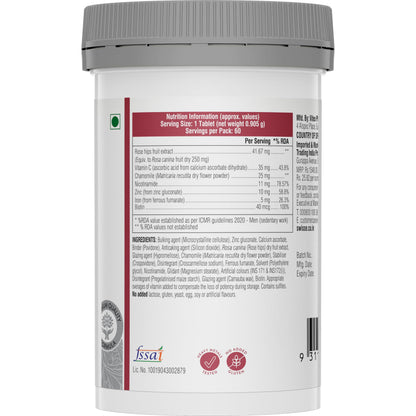 Swisse Biotin+ Tablets, 30 mcg Biotin with Vitamin C, Nicotinamide, Rose Hip Extract, 100% Vegetarian Dietary Supplement, Man