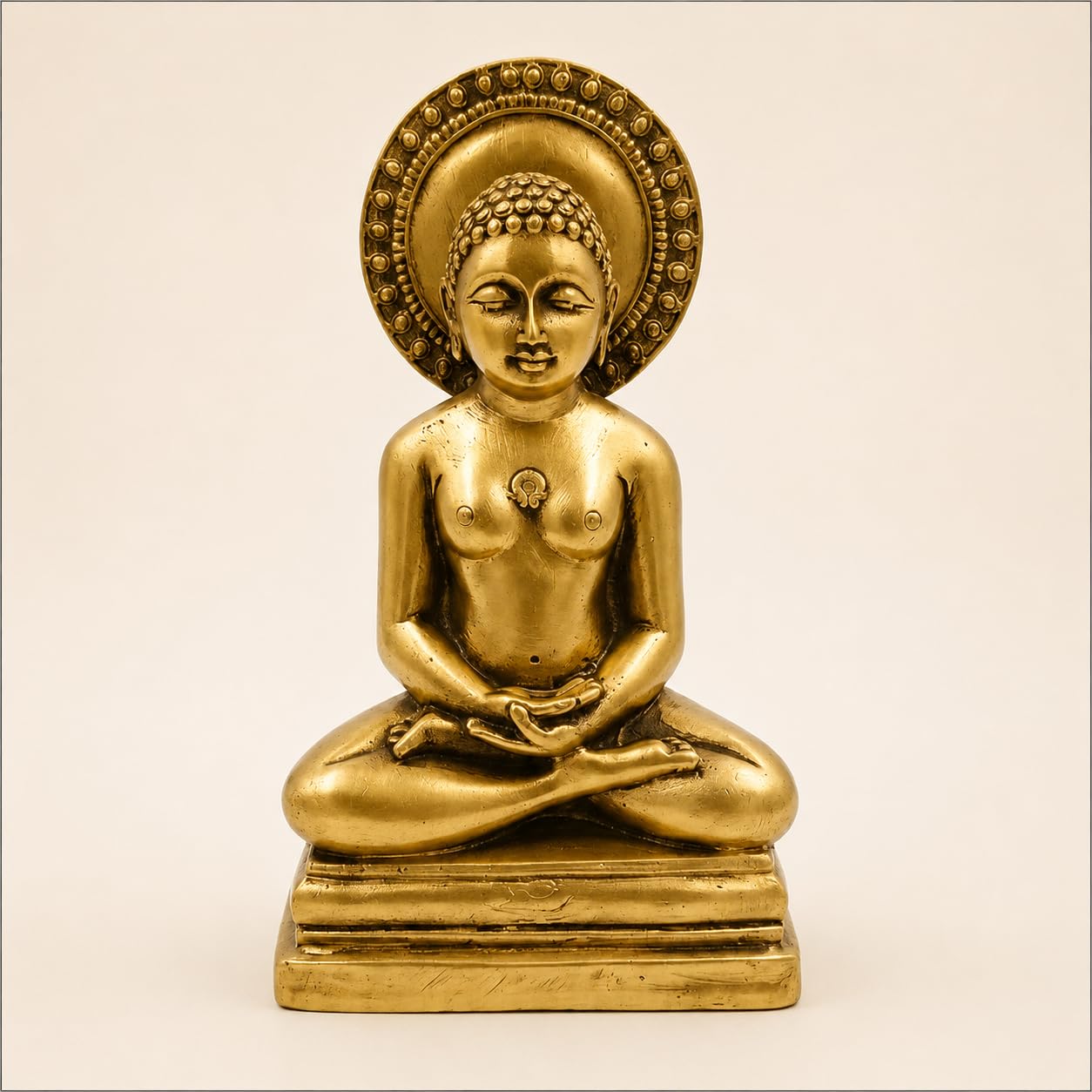 Tamanna Store Mahavir Swami Polyresin Idol, Meditating Jain Figurine, 18 cm - front view